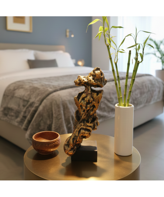 Abstract Golden Human Resin Sculpture – Modern Luxury Accent