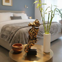 Abstract Golden Human Resin Sculpture – Modern Luxury Accent