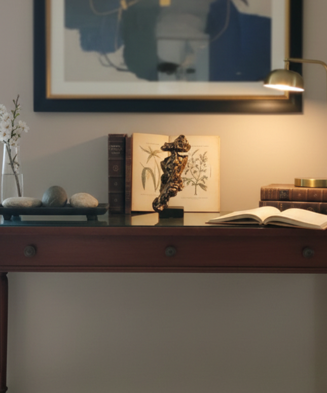 Abstract Golden Human Resin Sculpture – Modern Luxury Accent