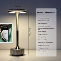 Luxury Cordless LED Table Lamp – Touch Control, Metal Body