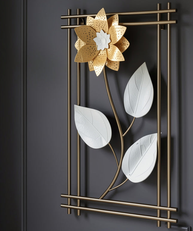Elegant Golden Floral Metal Wall Art Frame