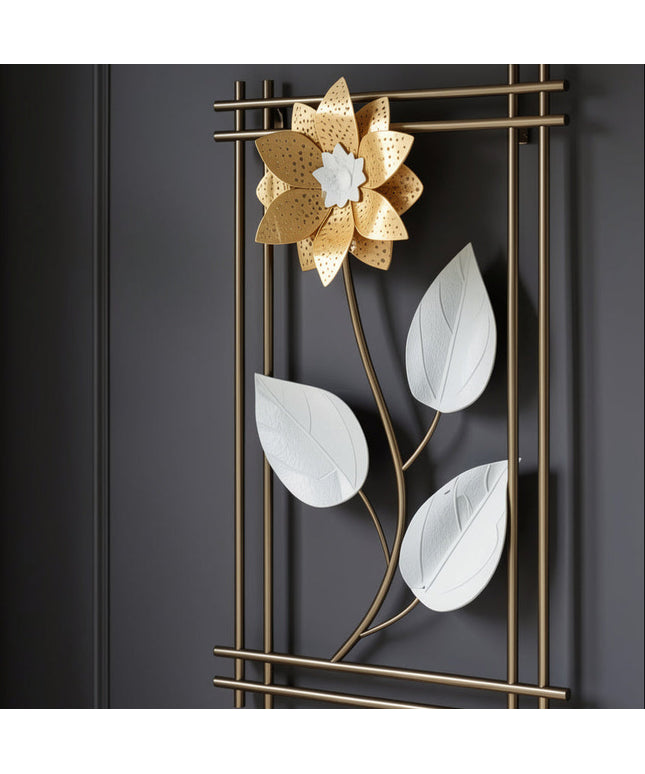 Elegant Golden Floral Metal Wall Art Frame