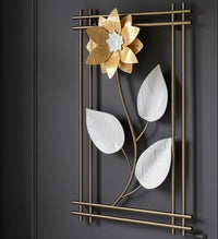 Elegant Golden Floral Metal Wall Art Frame
