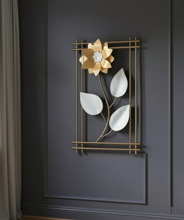 Elegant Golden Floral Metal Wall Art Frame