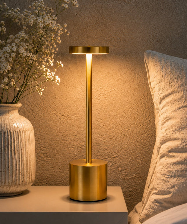 Rechargeable LED Table Lamp 12-hr Battery  – Premium Metal Finish