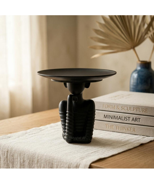 Abstract Thinker Sculpture Tabletop Decor Tray