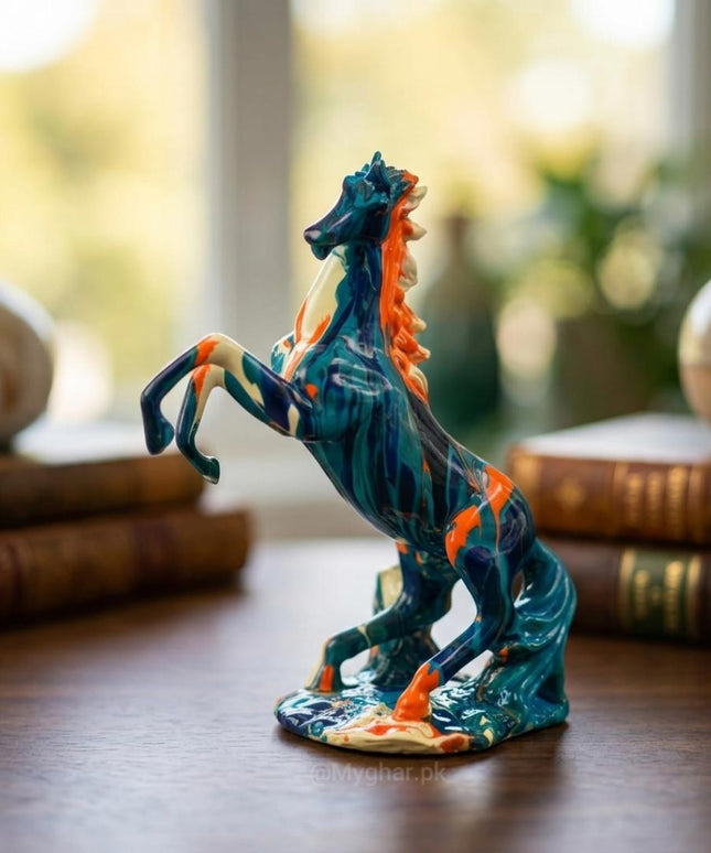 Artistic Multicolour Resin Horse Statue for Interiors
