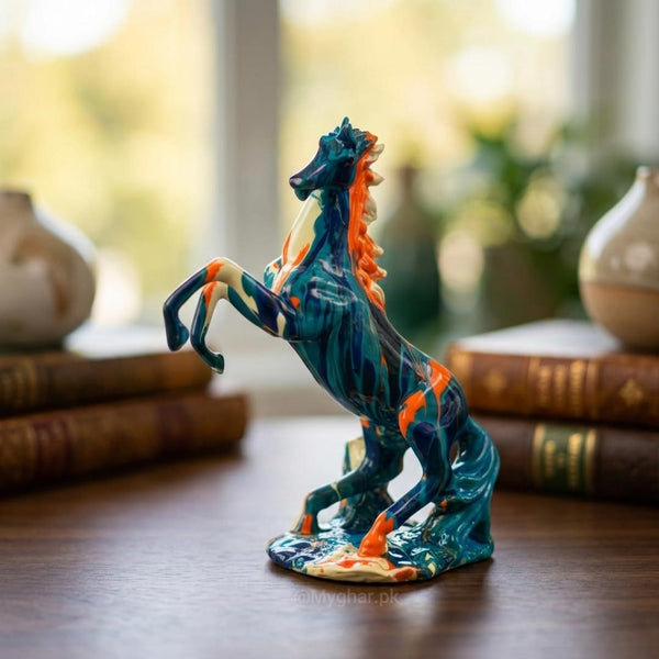 Artistic Multicolour Resin Horse Statue for Interiors
