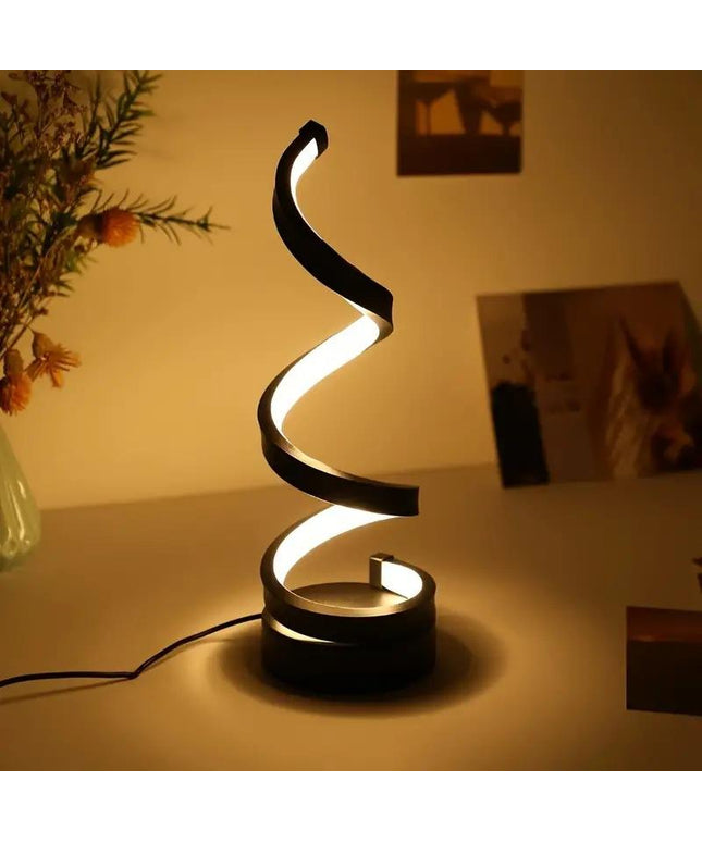 Modern Spiral LED Table Lamp, Dimmable USB Powered Bedroom Bedside & Study Light