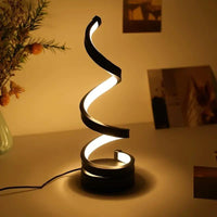 Modern Spiral LED Table Lamp, Dimmable USB Powered Bedroom Bedside & Study Light