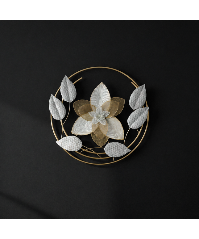 Elegant Floral Orbit Metal Wall Art