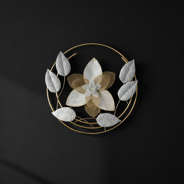 Elegant Floral Orbit Metal Wall Art