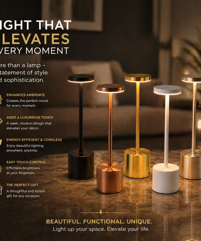 Elegant Rechargeable Touch Lamp – Perfect Ambient Light
