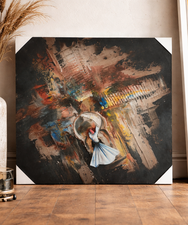 Dervish Abstract Canvas Wall Art – Handmade Spiritual Artwork