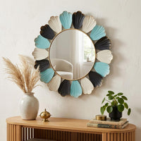 Decorative Floral Metal Wall Mirror for Home Decor