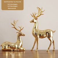 Luxury Gold Deer Resin Sculptures – Elegant Home Decor Pair