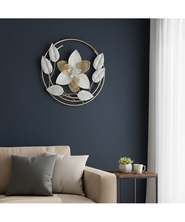 Elegant Floral Orbit Metal Wall Art