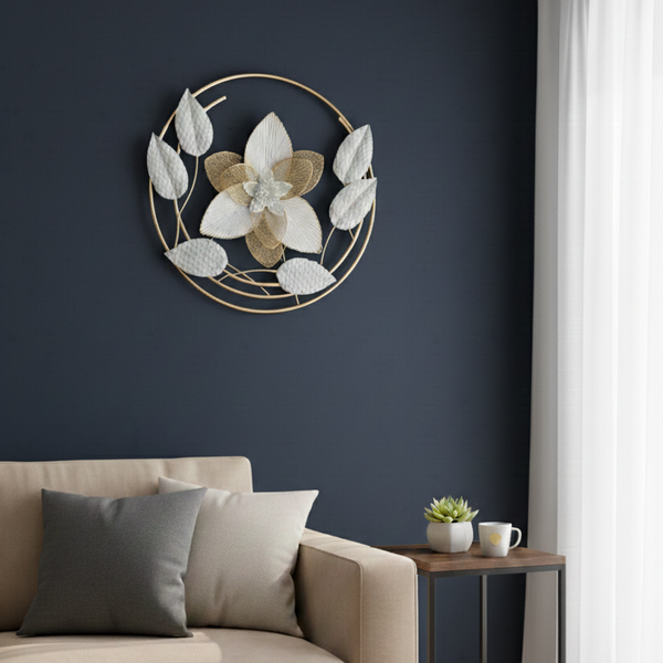 Elegant Floral Orbit Metal Wall Art