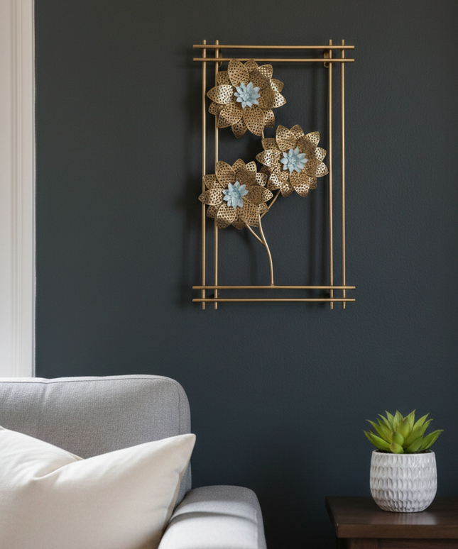 Modern Floral Composition Metal Wall Art Design