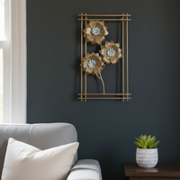 Modern Floral Composition Metal Wall Art Design