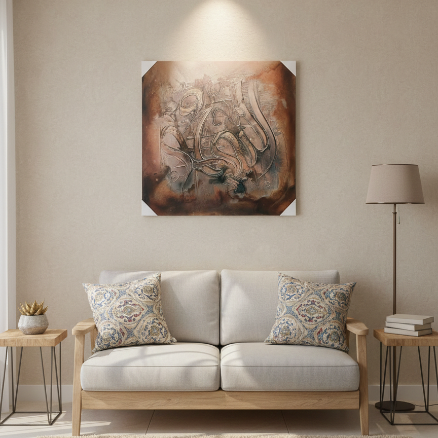 Allah, Muhammad Handmade Canvas Islamic Wall Art