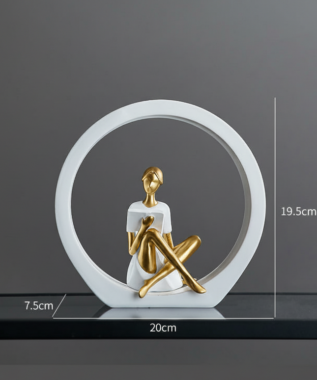 Modern Abstract Reader Resin Sculpture – Elegant Decorative Accent