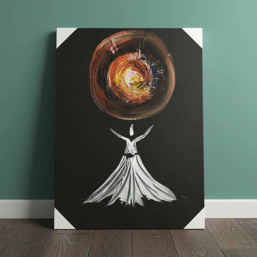 The Dervish and the Inner Light of Awakening| Handmade Canvas Wall Art