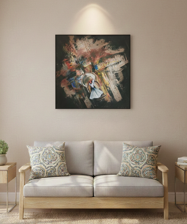 Dervish Abstract Canvas Wall Art – Handmade Spiritual Artwork