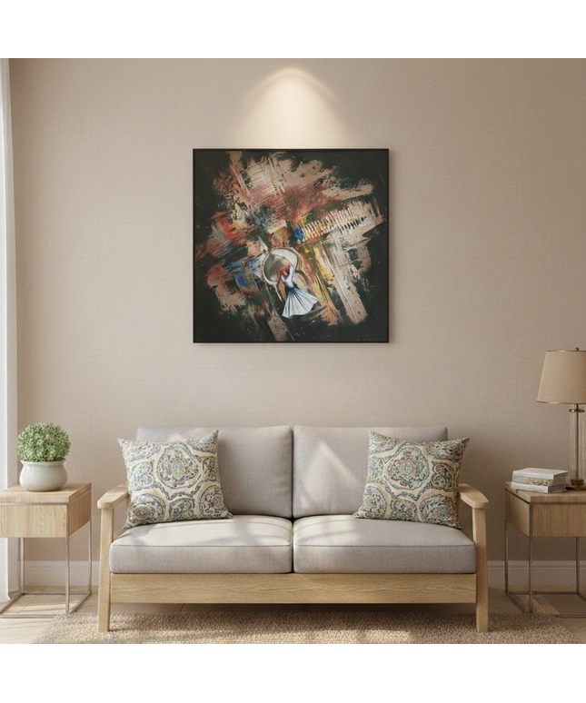 Dervish Abstract Canvas Wall Art – Handmade Spiritual Artwork