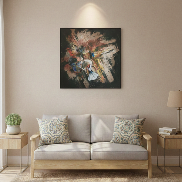 Dervish Abstract Canvas Wall Art – Handmade Spiritual Artwork