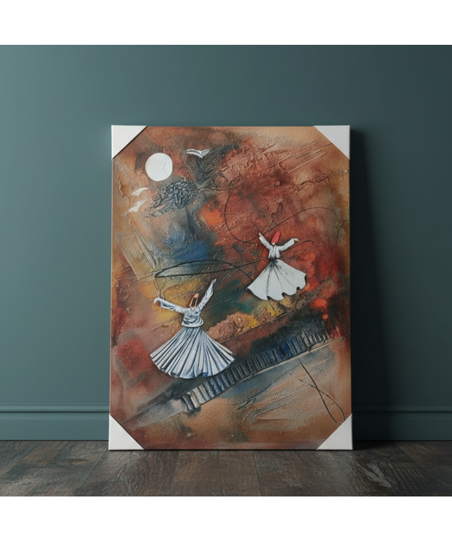 Whirling Dervishes Across the Path of Devotion| Handmade Canvas Wall Art