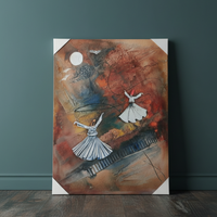 Whirling Dervishes Across the Path of Devotion| Handmade Canvas Wall Art