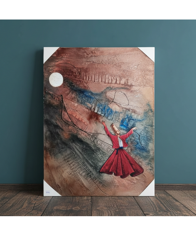 Dervish Beneath the Moon of Devotion | Handmade Canvas Wall Art