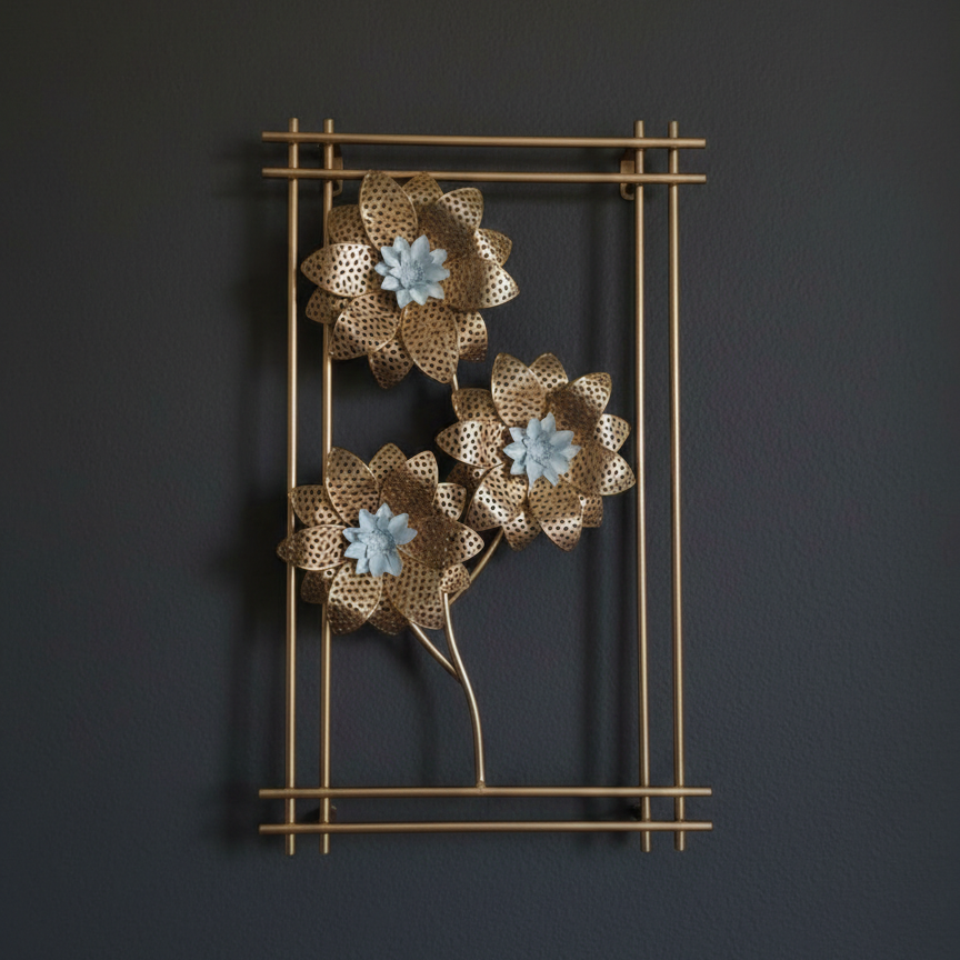 Modern Floral Composition Metal Wall Art Design