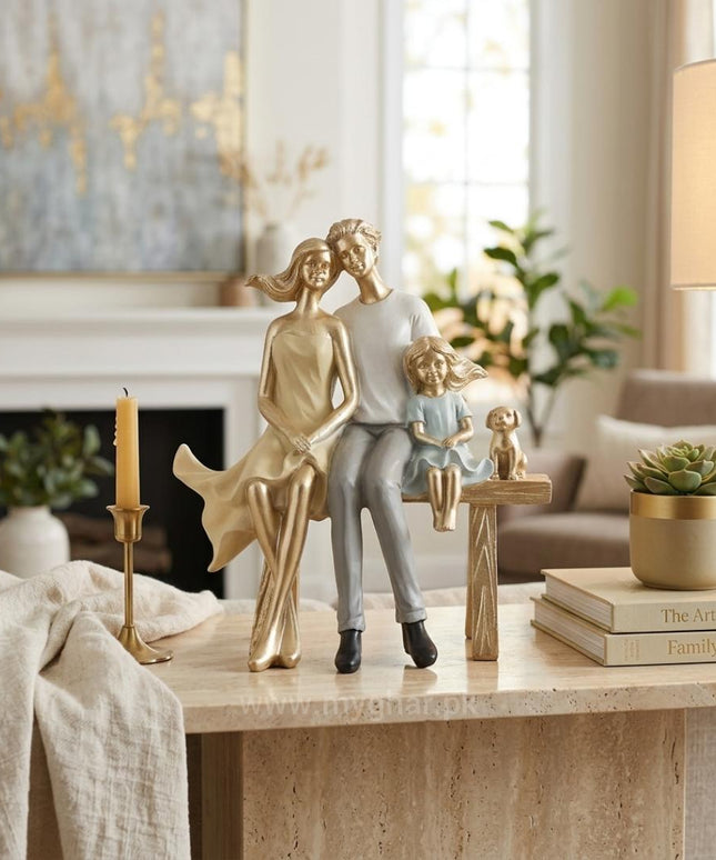 Loving Family and Pet Showpiece for Home Decor