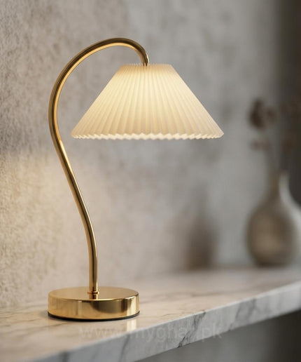 Luxury Rechargeable White Table Lamp with Golden Base