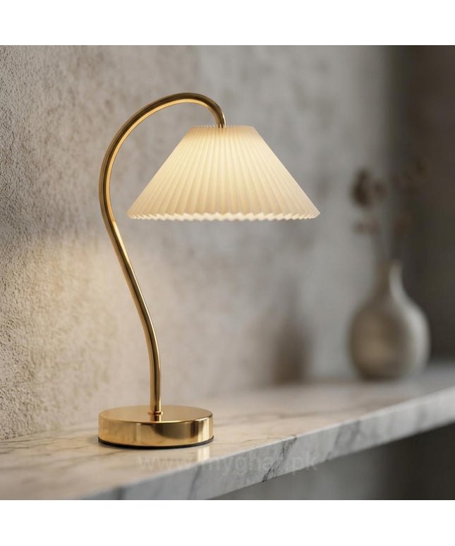 Luxury Rechargeable White Table Lamp with Golden Base