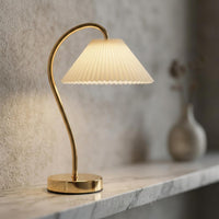 Luxury Rechargeable White Table Lamp with Golden Base