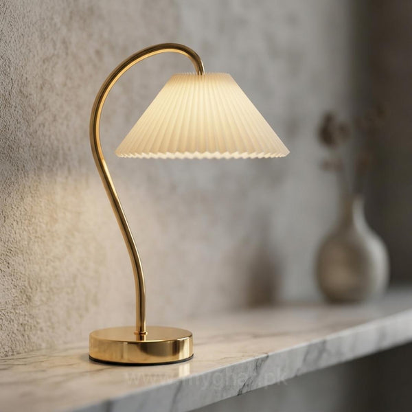 Luxury Rechargeable White Table Lamp with Golden Base