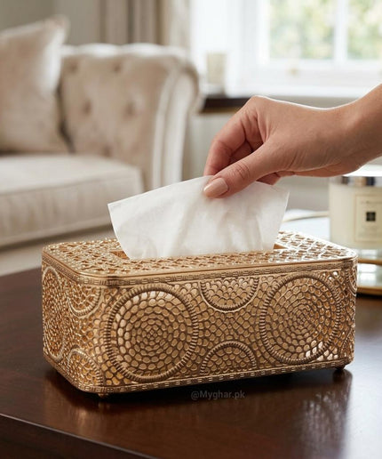 Metal Gold Decorative Tissue Box Cover