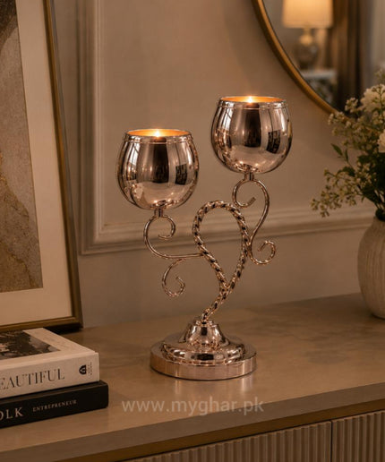 Premium Rose Gold Candle Stand for Table Decor