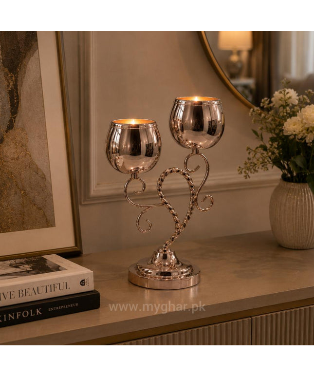 Premium Rose Gold Candle Stand for Table Decor
