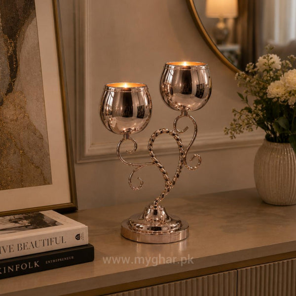 Premium Rose Gold Candle Stand for Table Decor