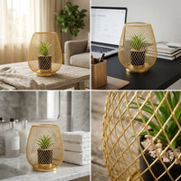 Golden Geometric Mesh Plant Holder Decor