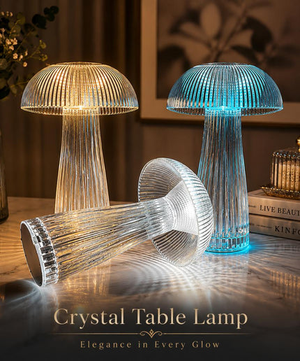 Crystal Mushroom Table Lamp  – 4 Light modes with Remote