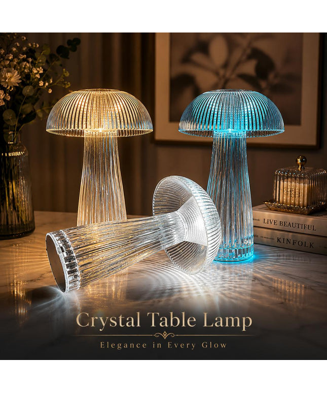 Crystal Mushroom Table Lamp  – 4 Light modes with Remote