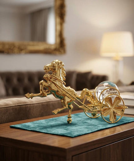Gold Horse Carriage Tabletop Showpiece