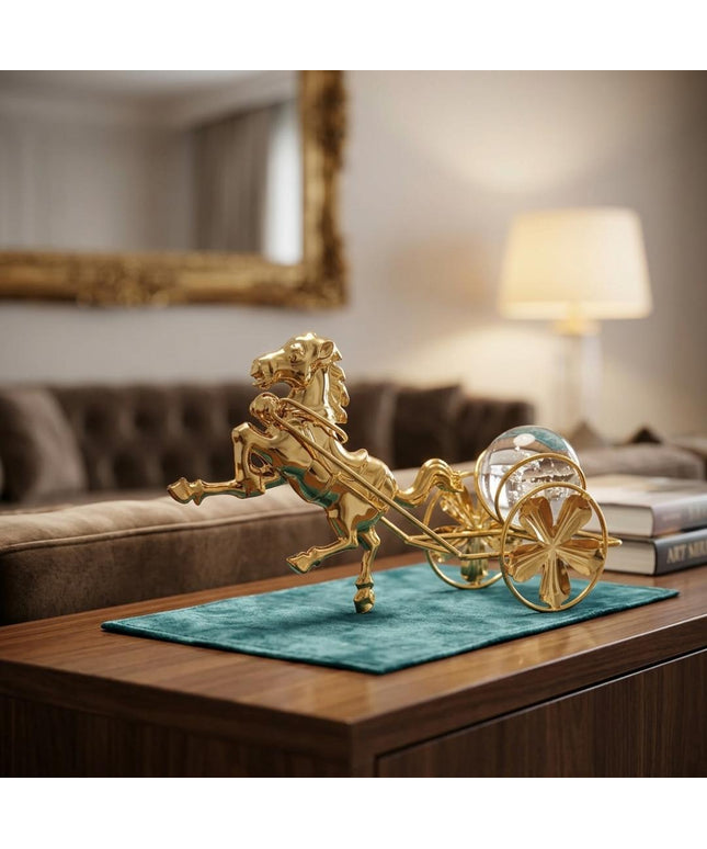 Gold Horse Carriage Tabletop Showpiece