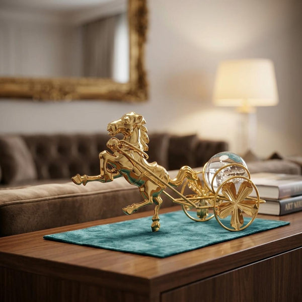 Gold Horse Carriage Tabletop Showpiece