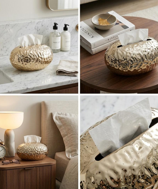Elegant Gold Tissue Box Cover Home Decor